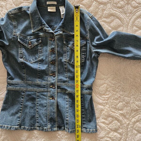 Axcess Liz Claiborne Stretch Denim Jean Jacket Women's Large Blue NICE! - Picture 11 of 11
